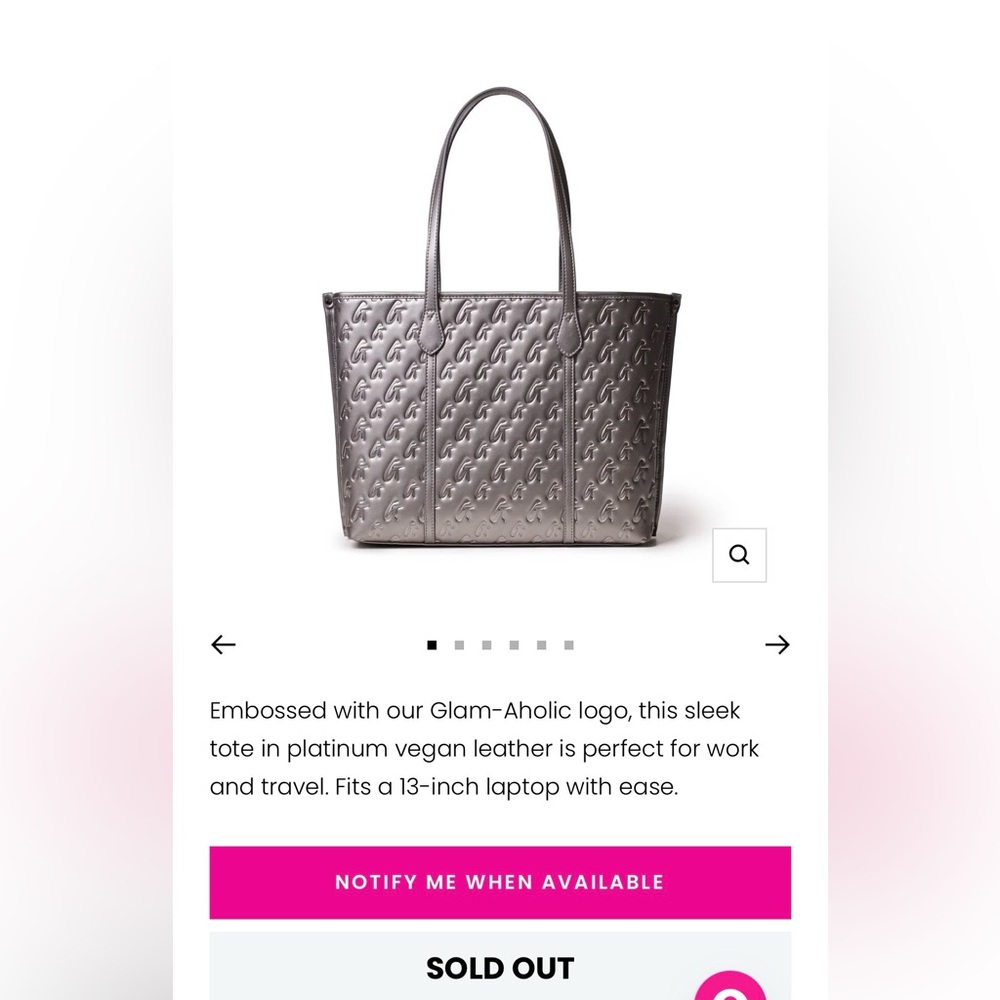 Glamaholic monogram sleek tote